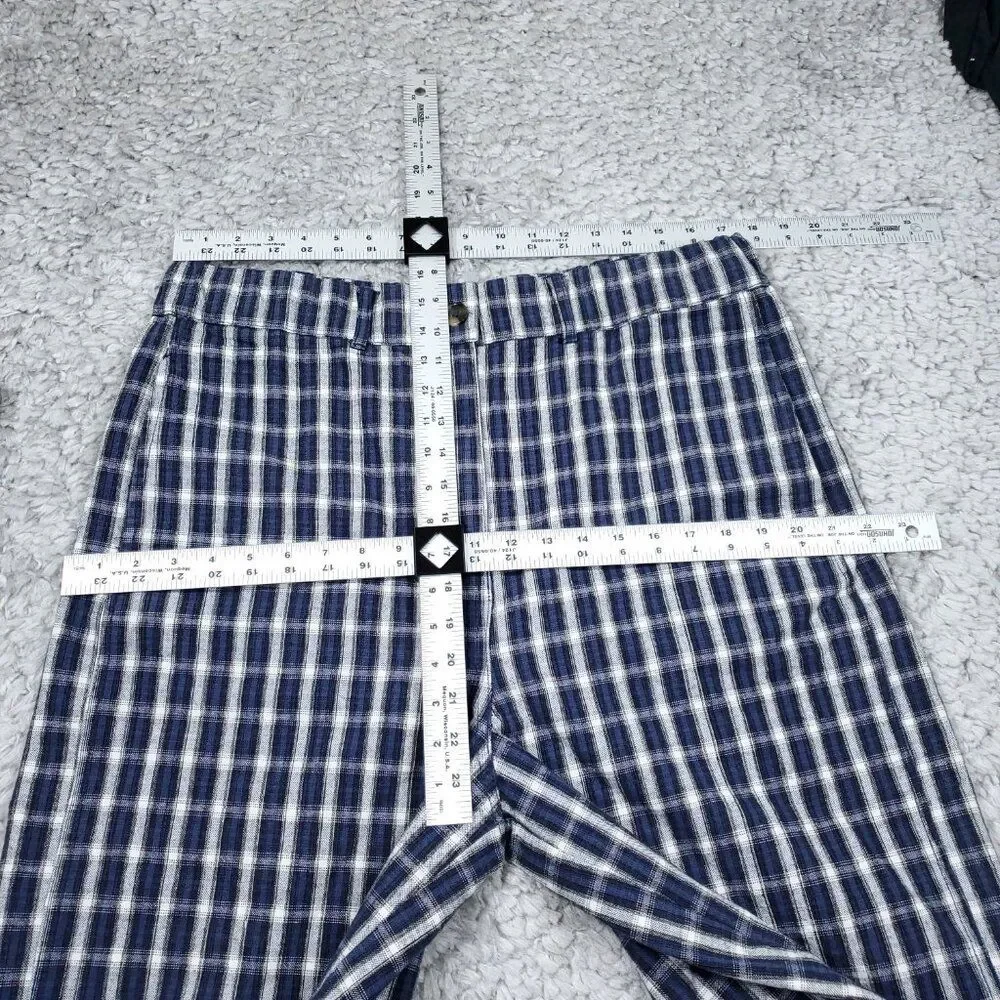 Urban Outfitters Playa Plaid Longline Shorts Size Large Blue White Relaxed Baggy